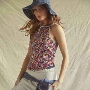 Free People wishful Printed Tank Top in Mulberry Size XS or S